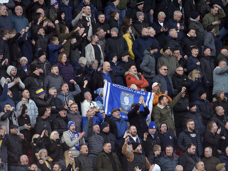 Owls fans who made the short journey to Rotherham to watch a 1-0 win in the local derby.