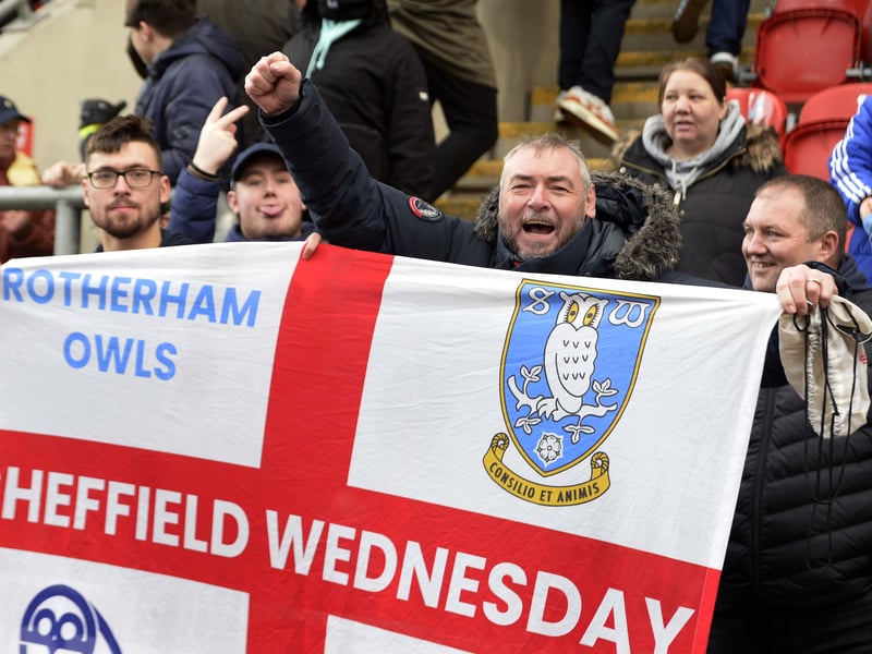 Owls fans who made the short journey to Rotherham to watch a 1-0 win in the local derby.