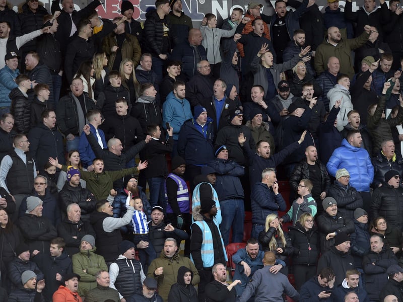 Owls fans who made the short journey to Rotherham to watch a 1-0 win in the local derby.