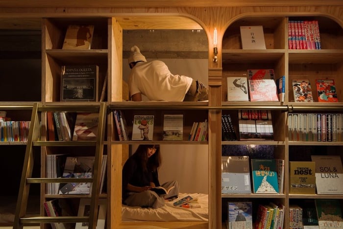 This bookshop in Tokyo doubles as a hostel with sleeping capsules tucked between aisles of books. A bibliophile’s dream! Beyond getting shots lounging in your cosy pod, Instagram the whimsically decorated rooms and hallways flowing with hanging bookmobiles and quirky book-themed art. After browsing, unwind at the on-site book cafe and bar. 