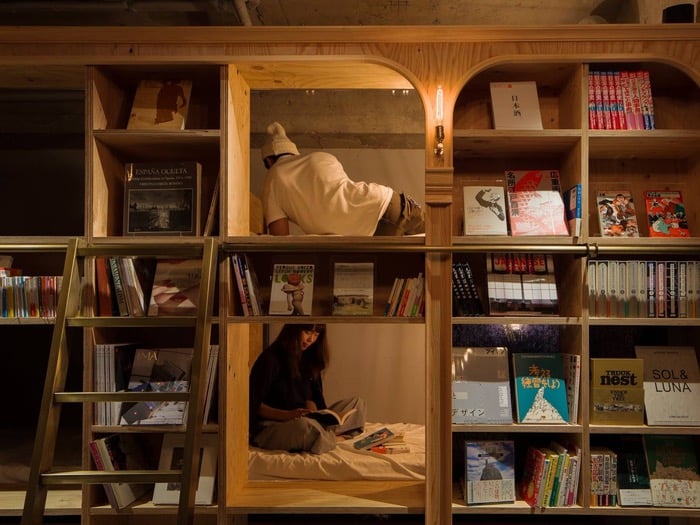 This bookshop in Tokyo doubles as a hostel with sleeping capsules tucked between aisles of books. A bibliophile’s dream! Beyond getting shots lounging in your cosy pod, Instagram the whimsically decorated rooms and hallways flowing with hanging bookmobiles and quirky book-themed art. After browsing, unwind at the on-site book cafe and bar. 