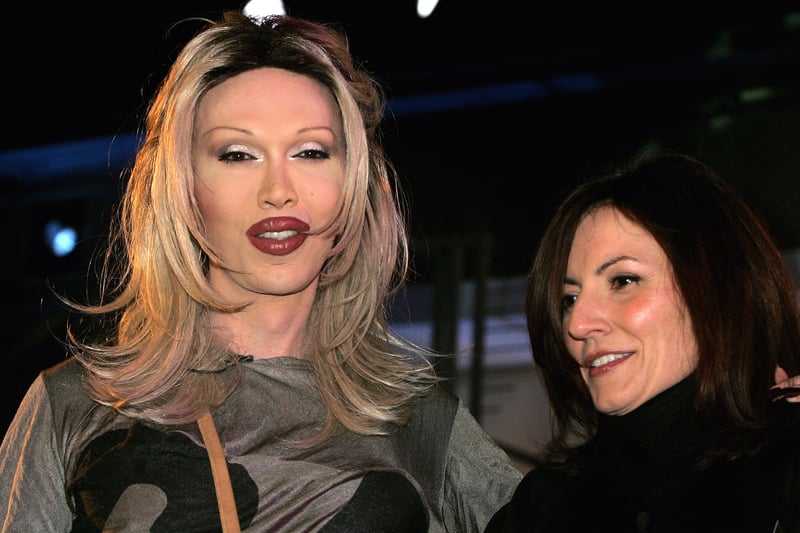 Pete Burns is pictured alongside 'Big Brother' host Davina McCall, after she was evicted from the Celebrity Big Brother house in 2006. Burns finished in fifth place. A decade later, on October 23 2016, the singer suffered a cardiac arrest and died at the age of 57. Photo by Getty Images.