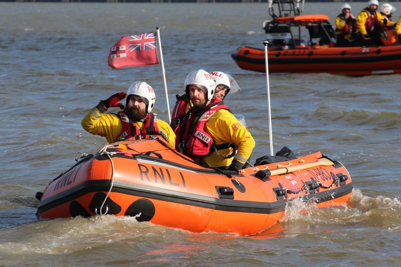 Lifeboats join the flotilla on the Mersey for the RNLI's 200th anniversary.