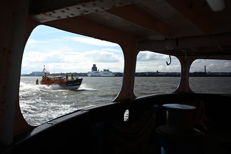 The Hoylake Royal National Lifeboat Institution (RNLI) Shannon Class lifeboat takes part in a flotilla in the River Mersey to celebrate the 200th anniversary of the association.