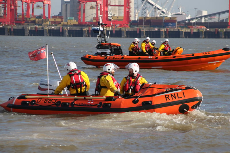 Lifeboats join the flotilla on the Mersey for the RNLI's 200th anniversary.