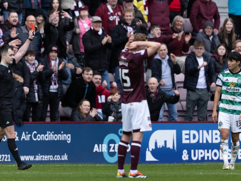 Safe to say some Hearts fans were delighted to see Yang sent off following a VAR check for his high boot on Cochrane