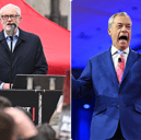 Jeremy Corbyn has instructed his lawyers to begin legal proceedings against Nigel Farage. (Photos from Getty Images)