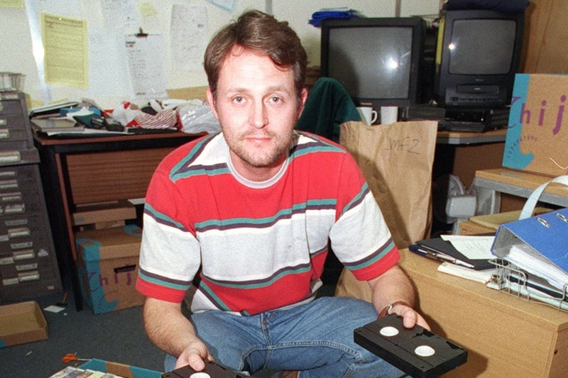 DS John Francis of Blackpool Police with pornographic material retrieved from raids across the Fylde