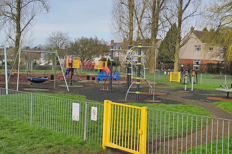 The play area in Dundridge Park is suitable for ages 12 and under and includes swings, climbing areas and slides among other features. 
