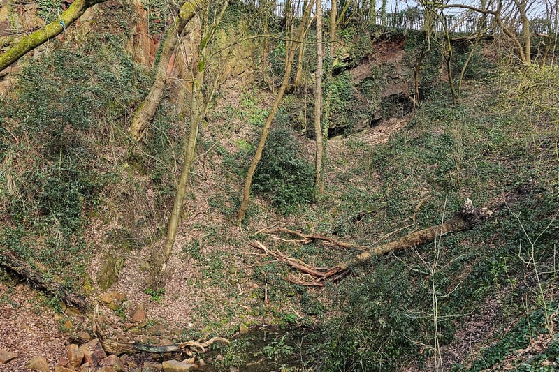 The industrial history is visible on the cliff sides that were quarried at the nature reserve.