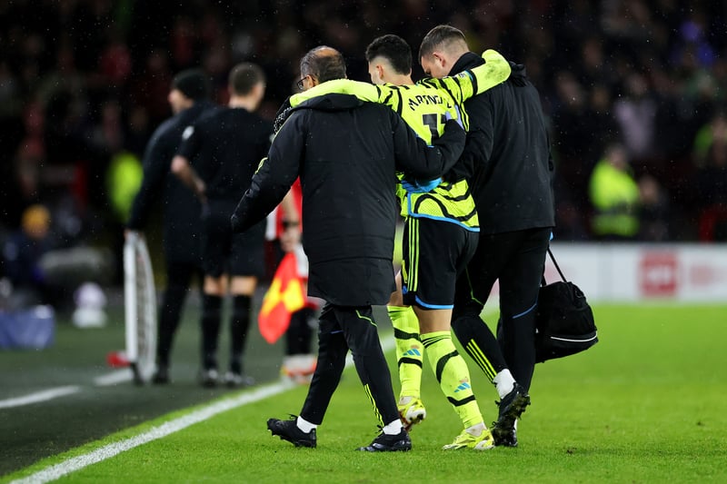 Gabriel Martinelli was brought off the pitch during the Gunners' demolition job on Sheffield United - as such, he will probably miss out on the game against Porto. 