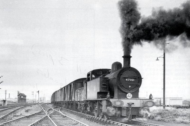 A train of fish wagons at Wyre Dock junction close to the present day Fisherman's Friend factory