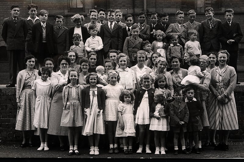 Youngsters living in and around Homestead Drive, Fleetwood, held their Coronation party at the Congregational Church hall in London Street, 1953