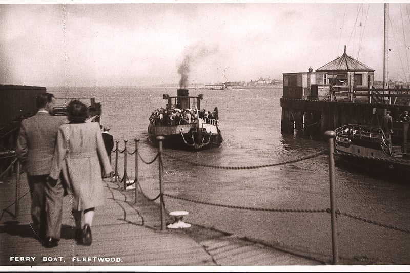 A typical ferry scene at Fleetwood in the fifties as the boat comes in with another cargo of passengers