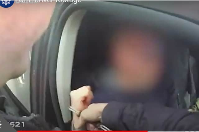 Video shows Vickerman handcuffed in his car on Ecclesall Road, Sheffield. Picture: South Yorkshire Police