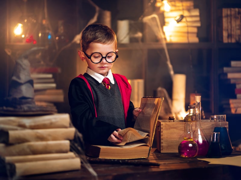 If your child wants to Polyjuice themselves into a Harry Potter character, you may just have gotten lucky. Building from a base of their usual school uniform, but perhaps with a different tie, you can level up this relatively simple costume idea by taking a walk to find the perfect stick – sorry, wand – or even DIY elements such as Harry’s scar or glasses using items you have at home. 
