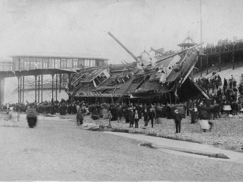 The 767-ton barque Sirene near the North Pier Blackpool in October 1892