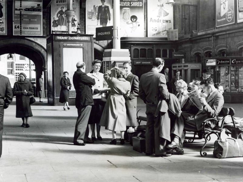 Passengers at Central Station in Blackpool in May 1955