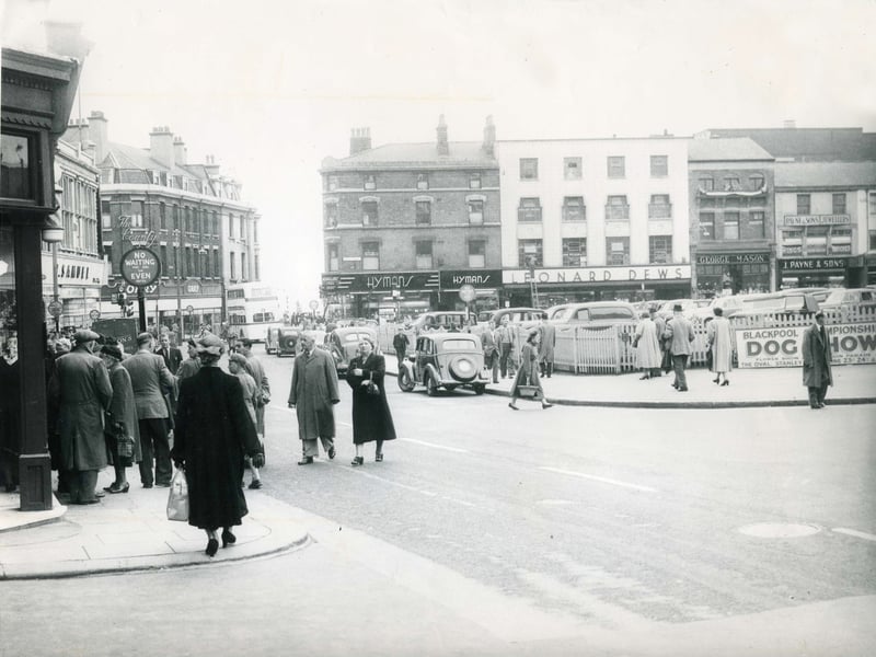 View from Grand Theatre Door 1952 looking towards the jewellers shops on Market Street from Church Street
