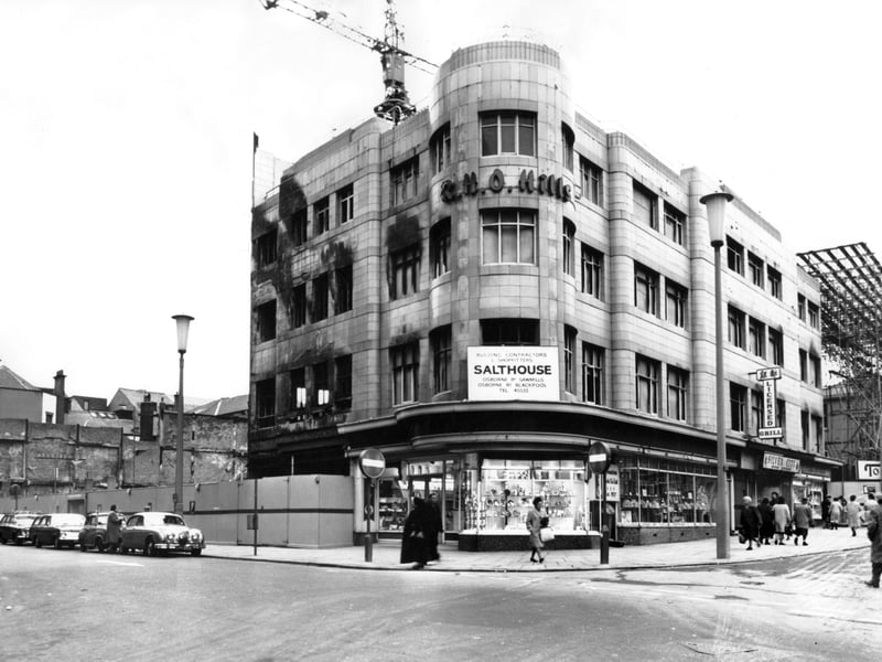 RHO Hills on Bank Hey Street Blackpool 1967 following a fire which destroyed much of the building