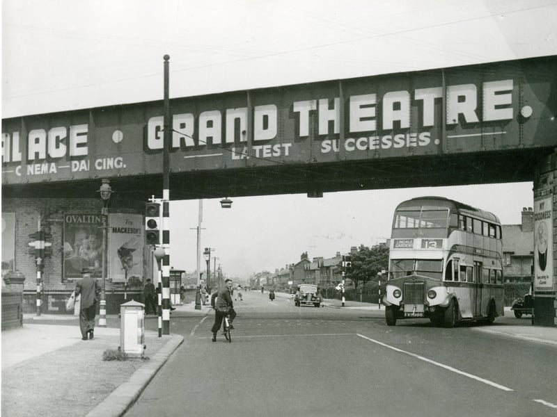 Watson Road bridge, known locally as 'Ferodo' bridge because of the advert on its north side. 1947