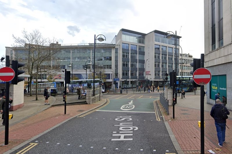 The joint highest number of reports of violence and sexual offences in Sheffield in January 2024 were made in connection with incidents that took place on or near High Street, Sheffield city centre, with 14
