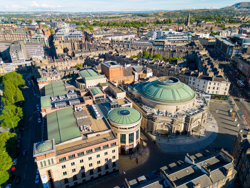 Edinburgh's Usher Hall is ranked at number 30 in the list of Europe's top 50 theatres. 