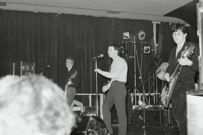 Simple Minds pictured on stage at Strathclyde University in 1979. 