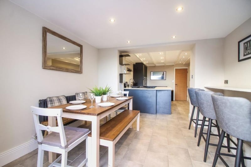On the ground floor of the property is an open plan kitchen and dining area.