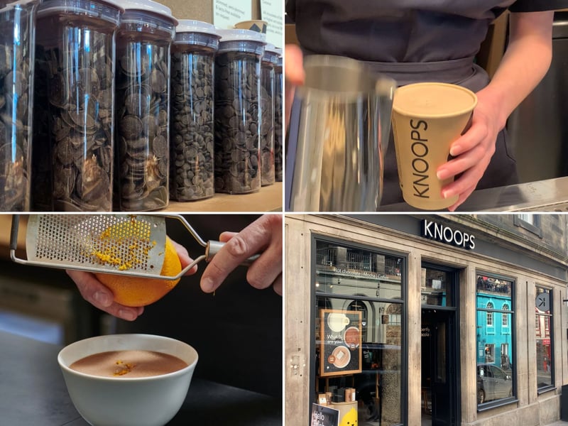 Knoops specialises in bespoke hot chocolates where customers can both the type and percentage of how much chocolate goes into their drink. There are over 20 different chocolate percentages to choose from, along with nine dairy and plant-based milks and an abundance of extras including sea salt, orange zest and chilli. Knoops opened two cafes in Edinburgh this year in George Street and Victoria Street