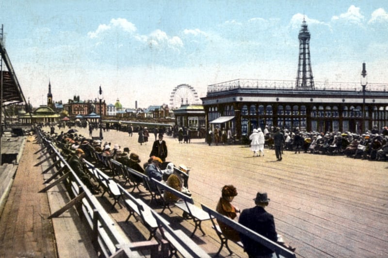 The North Pier in 1920's. The Scottish sender of this postcard noted 'lots of Easter holidaymakers, weather bright - and everything perfect.'