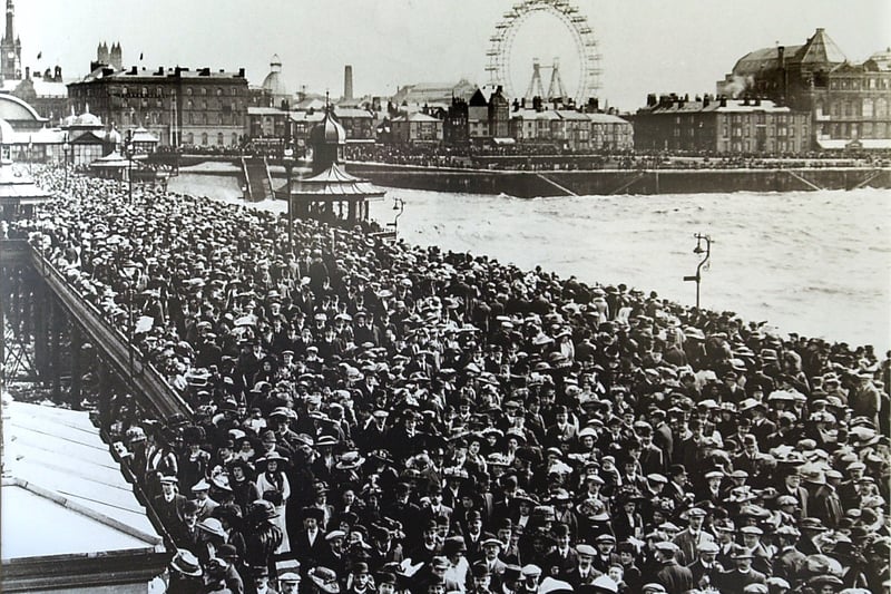 Crowds on  North Pier  Blackpool - 1914