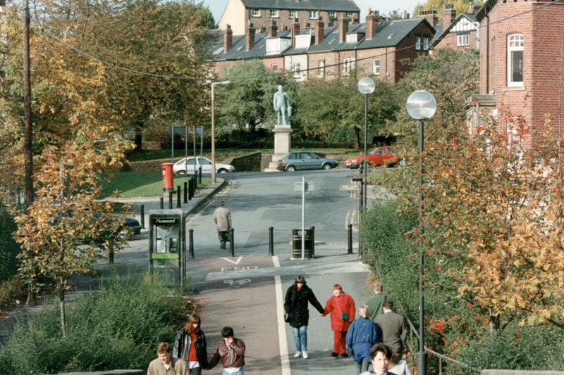 A view looking on to footbridge leading to Clarendon Road.