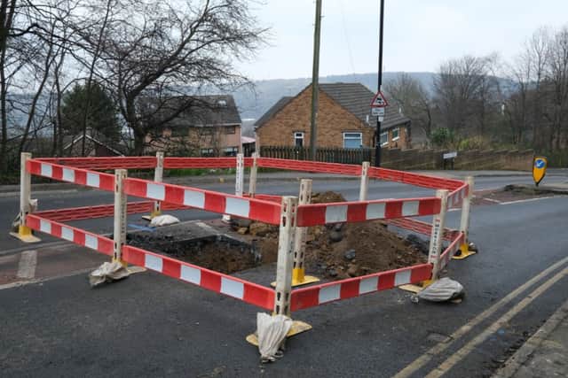 The sink hole is in place on Walkley Lane, Walkley, near to the Florist pub