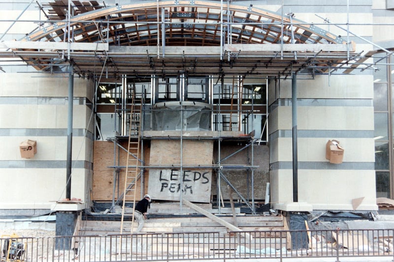 Leeds Permanent Corporate Centre on Lovell Park Road during construction. The Leeds Permanent was taken over by the Halifax in 1997. The building was opened by the Duke of Edinburgh in 1993.