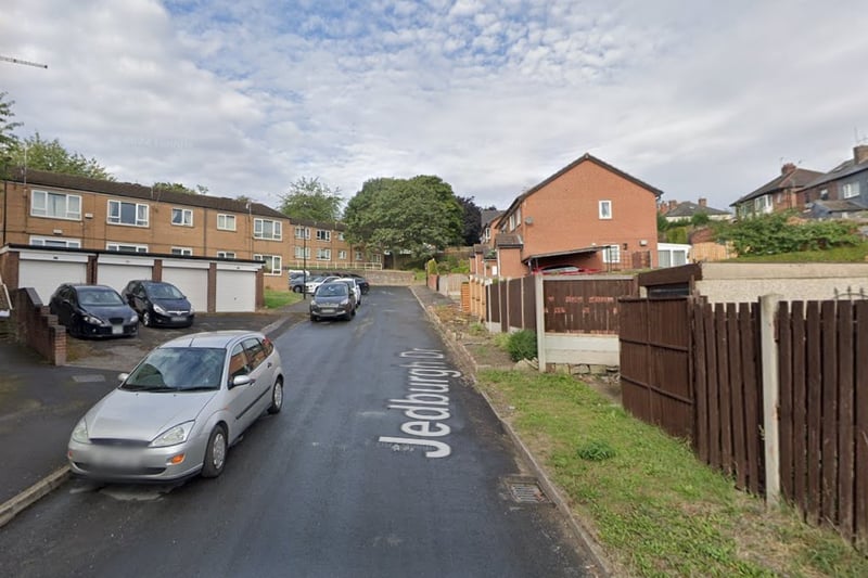 The joint third-highest number of reports of criminal damage and arson in Sheffield in January 2024 were made in connection with incidents that took place on or near Jedburgh Drive, Wincobank, with 3