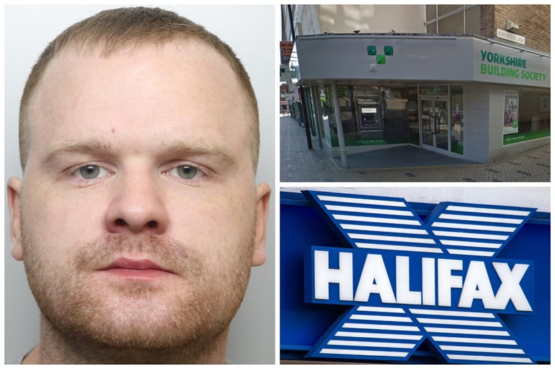 A knife-point robber who hit two building societies in Wakefield. Jones, 27, threatened to stab staff a female cashier and stole a total of £8,000.