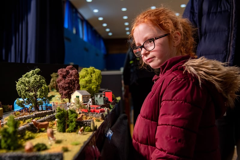 Evelyn Valentine, eight, from Bury, looking at one of the exhibits.