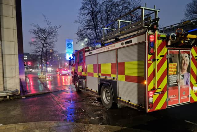 File picture shows a fire engine in Sheffield. Police have revealed new details of a fire which saw 13 vehicles damaged in an arson attack in a compound on Parkway Drive Picture: David Kessen, National World