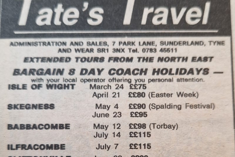 Isle of Wight for Easter could be yours for £80 in this 1984 offer from Tate's Travel, based in Park Lane.