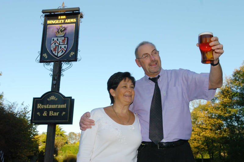 Publicans Michael and Janet Schofield outside The Bingley Arms in November 2006..