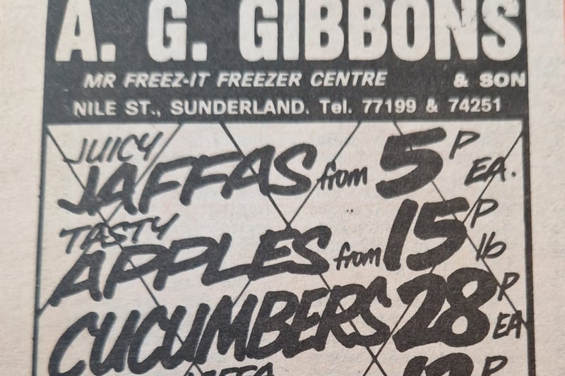 Get your tasty apples from AG Gibbons - just 15 pence a pound.
Maybe you did just that from Gibbons Freezer Centre in Nile Street 40 years ago.