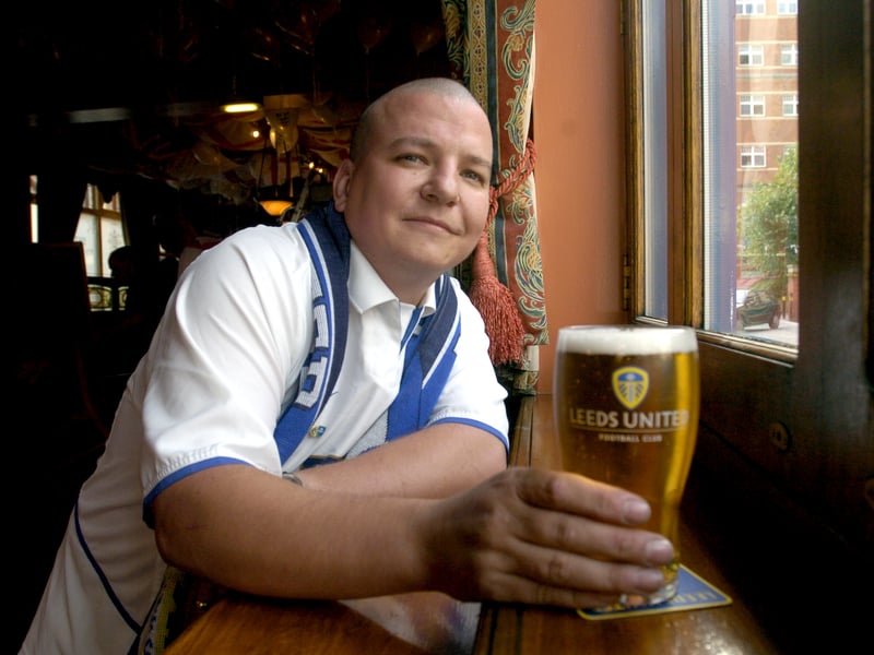 The Viaduct landlord Les Hince after the boozer dedicated its self as a Leeds United fans pub. Pictured in June 2004.