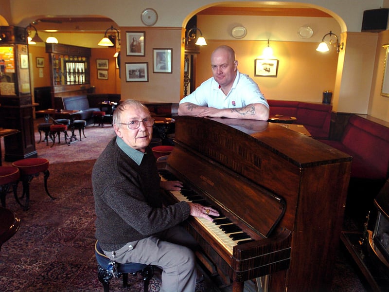 Parnaby Tavern landlord Mark Greenwood is pictured with pub pianist Bryan Massey in October 2004.