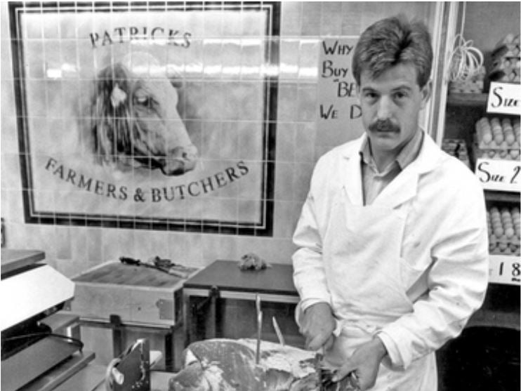 Patrick's butchers stall at Crystal Peaks Indoor Market in August 1988