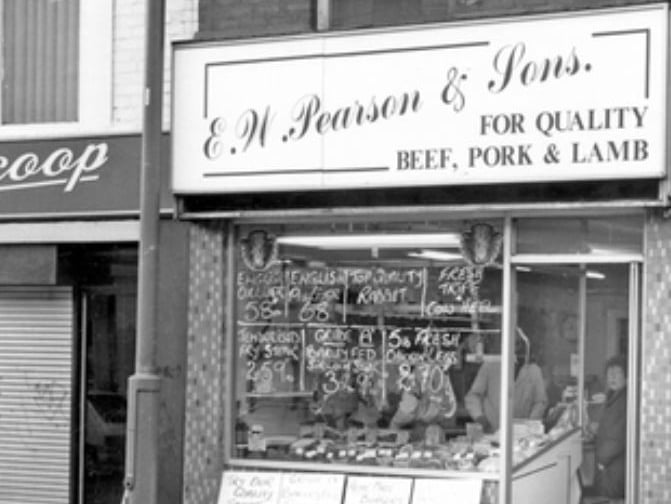 E.W. Pearson and Sons butchers on Middlewood Road, Hillsborough, in 1996