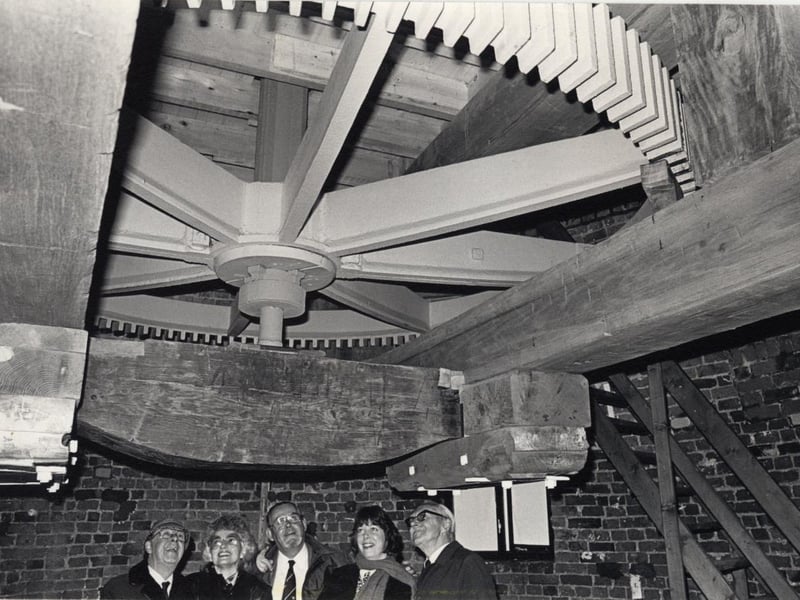 Blackpool Council members who made the ascent to the top the Marton Windmill to see the restoration work in 1987