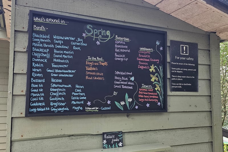 The board by the information centre includes information on the birds, butterflies, wildflowers, insects and animals in the ponds that visitors may be able to spot during the season.