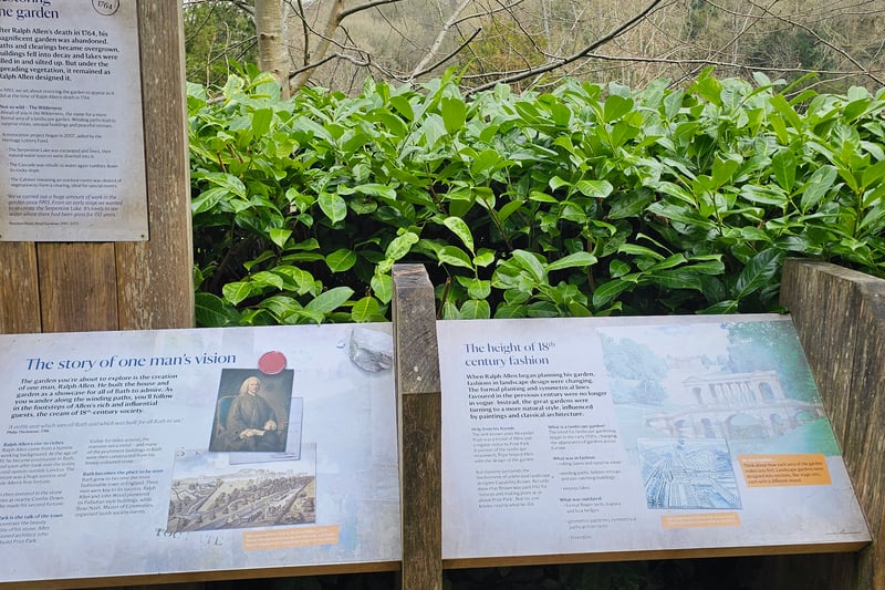 The information boards near the entrance give some background to the gardens and Ralph Allen, who funded the making of the gardens.
