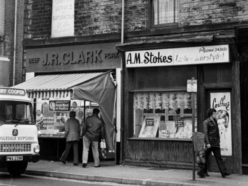 J. R. Clark butchers on Holme Lane, Hillsborough, in 1981
